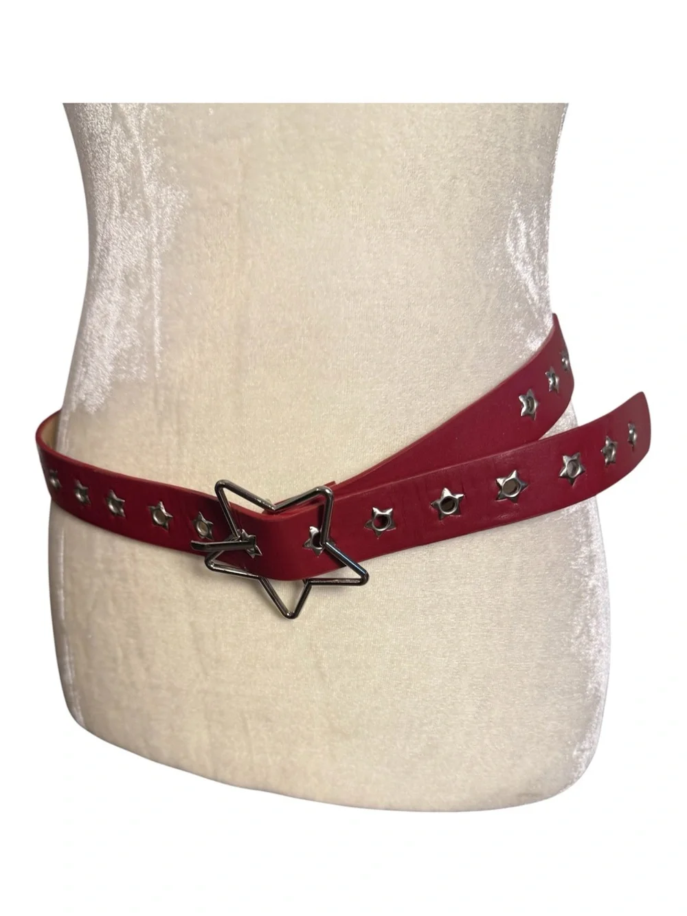 Red Star Buckle Studded Punkgirl  Rocker Red Belt 38”+ SZ L XL